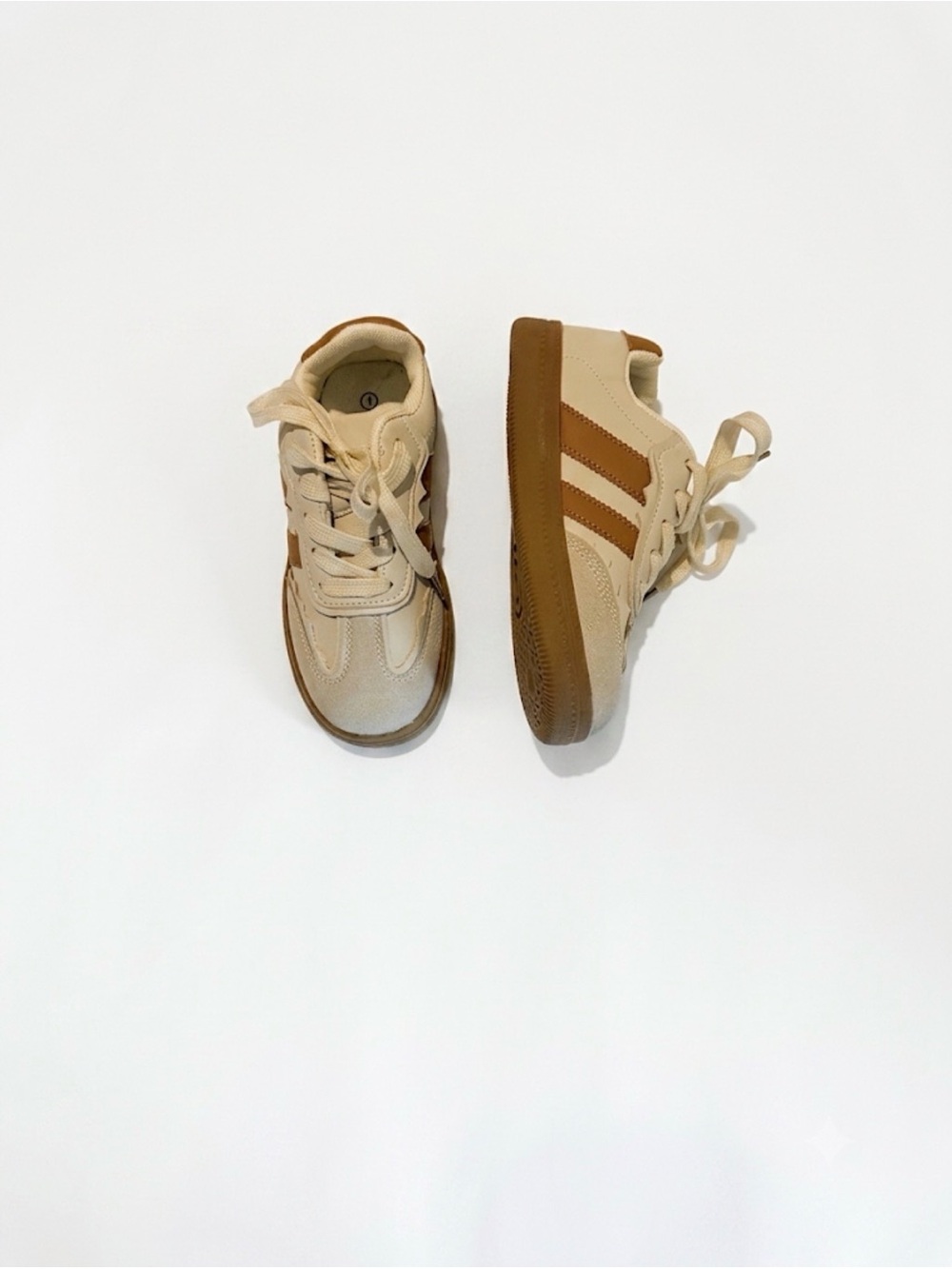 SHEIN Cream and Brown Kids Lace-Up Sneakers